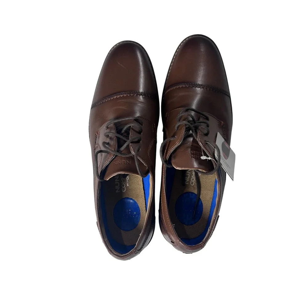 Nunn Bush Mens Brown Leather Cap Toe Oxford Dress‎ Shoes Size 9 1/2 Wide NWOB